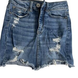 American Eagle Outfitters Blue Distressed Denim Mini Skirt